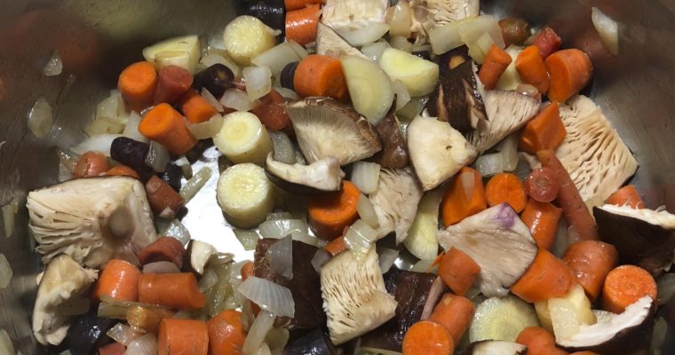 Lentil, Mushroom, Carrot Soup