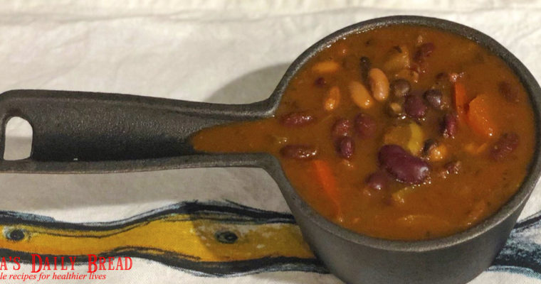 3-Bean Veggie Filled Spicy Chili Soup