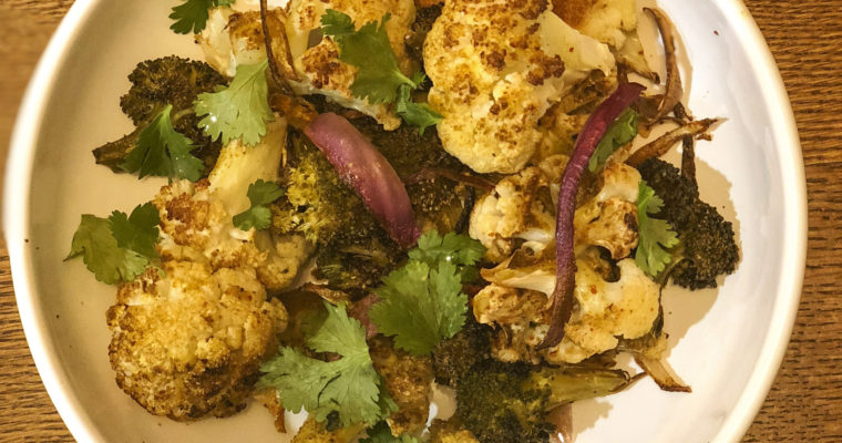 Roasted Broccoli & Cauliflower With Curry Spices