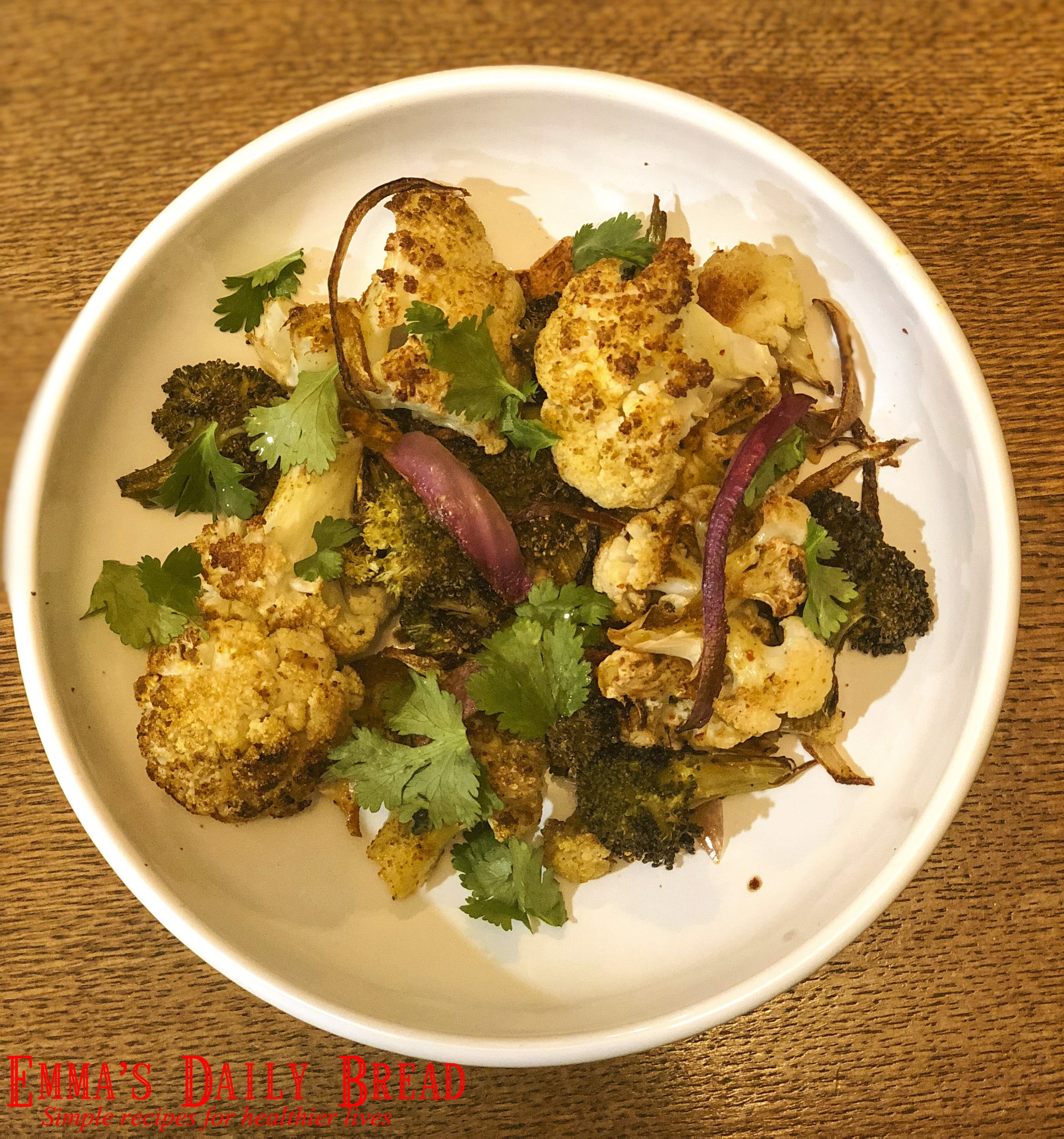 Roasted Broccoli & Cauliflower With Curry Spices